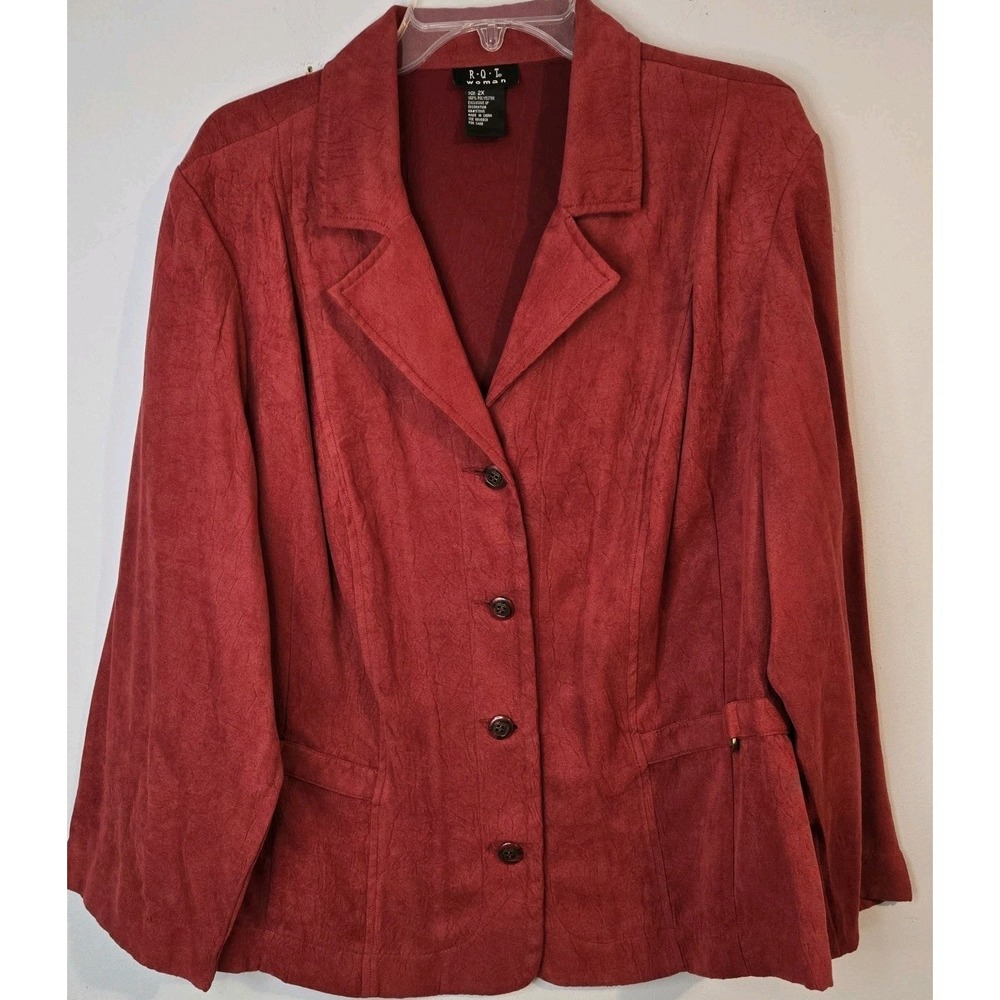 R.Q.T Woman Plus Size 2X Wine Long Sleeved  Button Front Vintage 90s Blazer